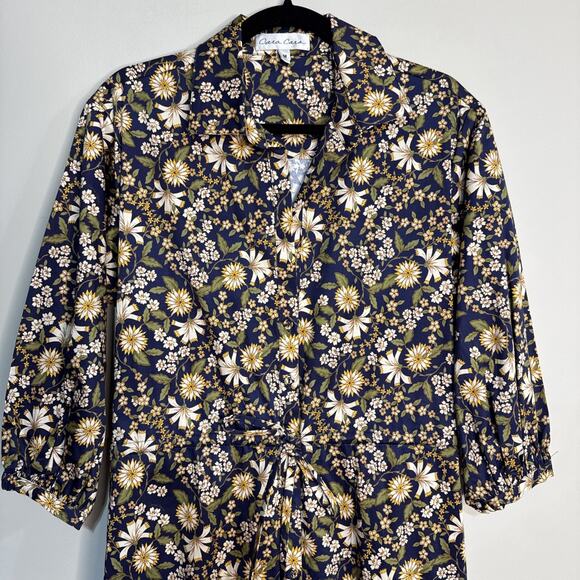 Cara Cara Hutton Dress in Millerfleur Evening Blue Yellow Floral Midi Size M - Picture 12 of 16